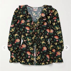BATSHEVA + Laura Ashley Nia ruffled floral-print cotton-poplin top